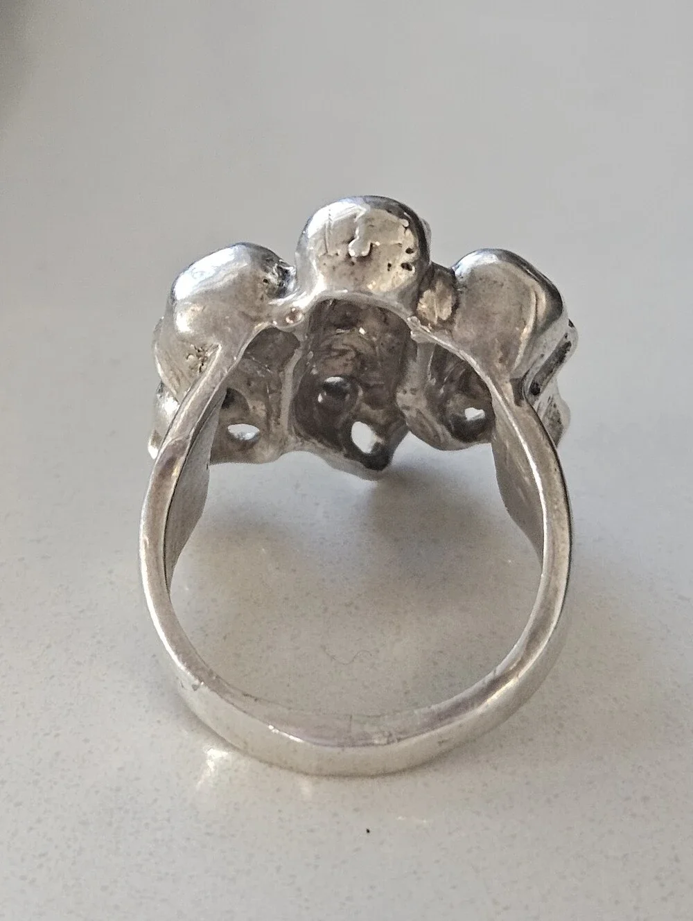 Vintage Sterling Silver 13 Skull Pile Cluster Graveyard Biker Mens Ring Size 10
